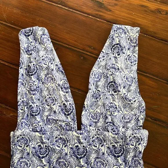 NWT J. Crew deep V neck plunge printed swimsuit sz 10